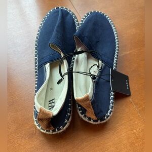 Zara navy flat espadrilles NWT size 39